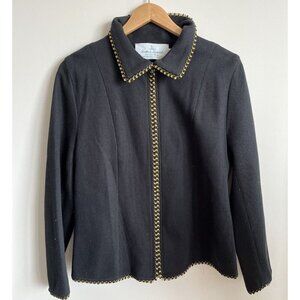 Suttles & Seawinds Vintage Collared Trim Sweater jacket Size L Made In Canada